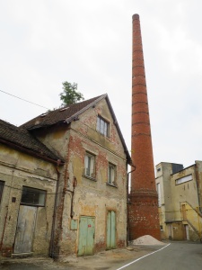 Factory chimney with state of the art pollution control mechanisms
